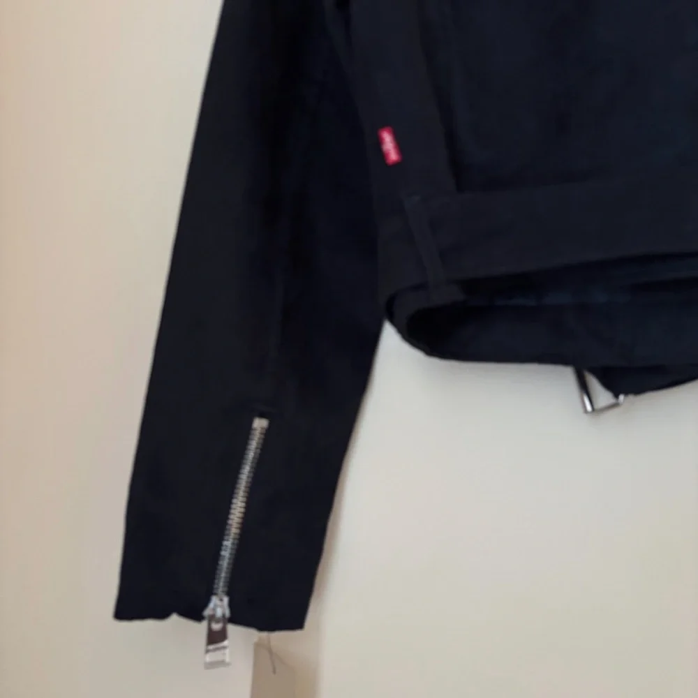 Levi's Cropped Faux Suede Moto Zip Jacket Medium Navy NEW NWT - Picture 7 of 11